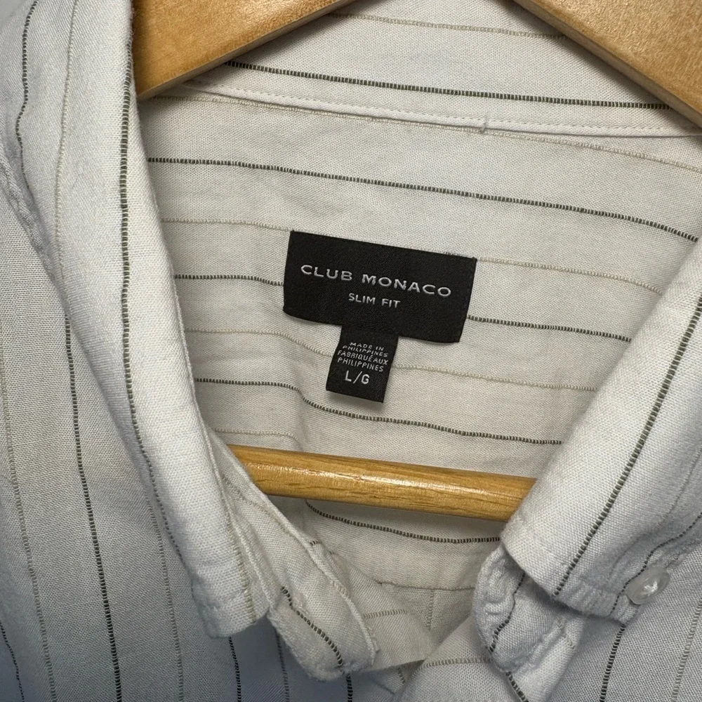 Classic White Striped Button Down Large Club Monaco - Picture 4 of 9